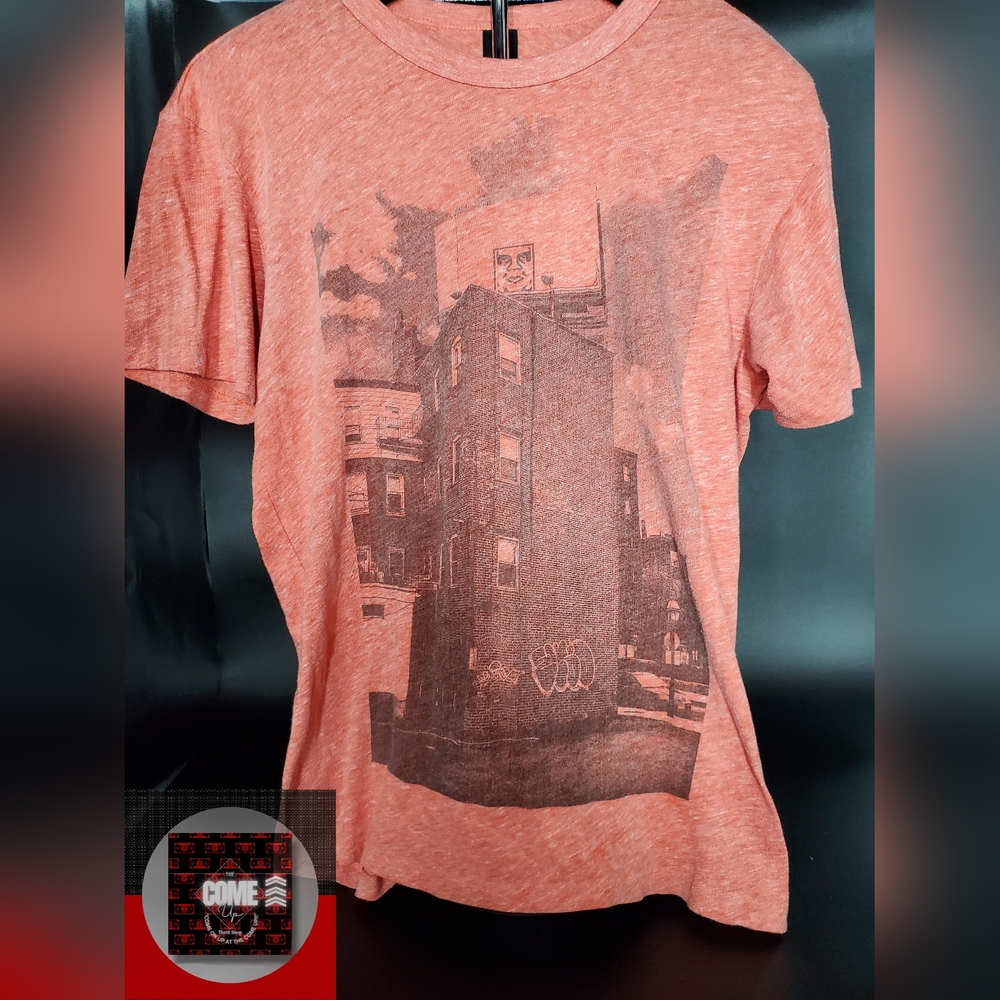 Obey "Industrial Graffiti" Melon/Heathered Orange Graphic T-Shirt